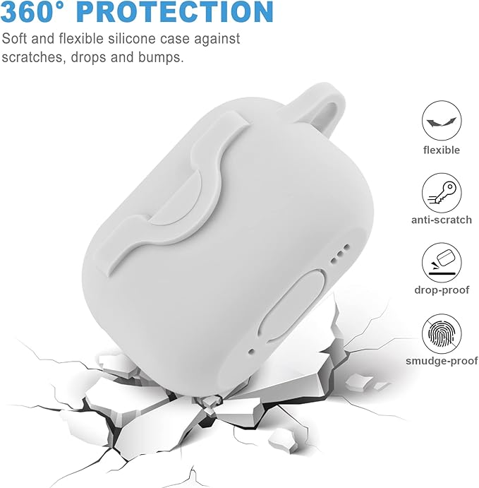 Secure Lock Case for Airpods Pro 2 Case with Cute Bling Keychain, Silicone Protective Case Cover for Airpods Pro 2nd Generation Case Women Girls - Grey