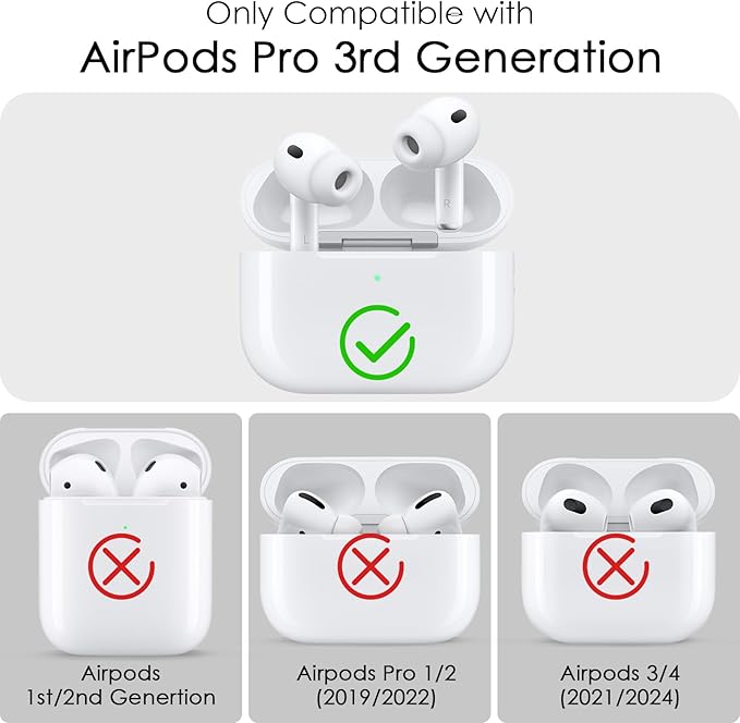 Clear Case for Airpods Pro 3 Case 2025 Women, VISOOM Clear New Apple AirPods iPods Pro3 Cases Protector Cover Cute Transparent Air pods Ipod Pro 3rd Gen Cases With Lock/Keychain/Cleaning Kit for women