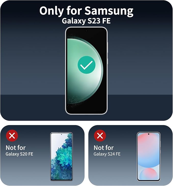 Privacy Screen & Camera Lens Protector for Samsung Galaxy S23 FE, Anti-Spy Tempered Glass, Dark Private Black Protection, 9H Hardness Anti-Scratch 2.5D Curved Edges Case-Friendly, 3 Pack Each