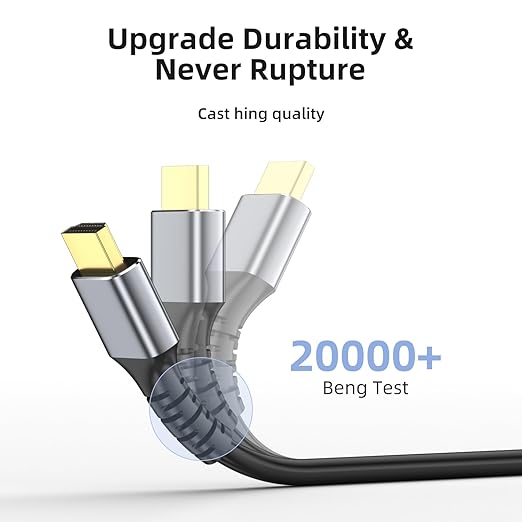 4k Hdmi Cable 25ft Ultra High Speed HDMI 2.0 Cable 4K@60Hz 18gbps Gold Plated Connector 3D ARC Ethernet HDMI Cord for HDTV Monitor Laptop Roku TV Xbox PS4/PS5(Silvery)