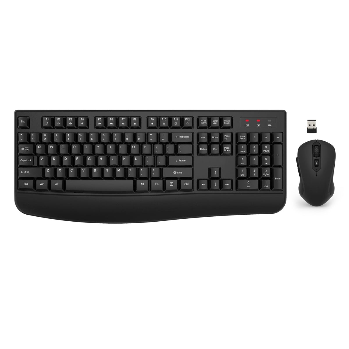 Wireless Keyboard and Mouse Combo, EDJO 2.4G Full-Sized Ergonomic Computer Keyboard with Wrist Rest and 3 Level DPI Adjustable Wireless Mouse for Windows, Mac OS Desktop/Laptop/PC - Image 1