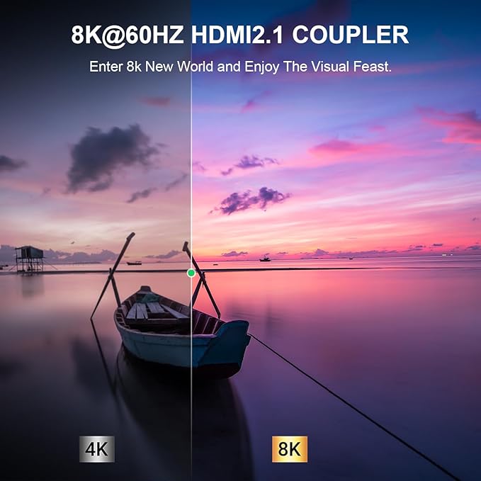 HDMI Coupler 8K, 90 Degree and 270 Degree Gold Plated Adapter 2 Pack, Right Angle HDMI Male to Female Vertical Adapter HDMI Flat Extender, Supports 8K@60Hz，4K@120Hz, for HDTV, Xbox, PS5, 2 Pack