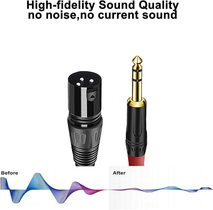 (2PACK/ 100 FT) XLR to 1/4 TRS Stereo Adapter, 6.35mm Dual Channel to 3-pin Male, XLR to 1/4 Balanced Microphone Stereo Audio Converter AdapterCable