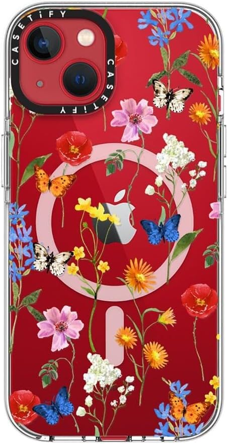 CASETiFY Clear iPhone 13 Case [Not Yellowing / 6.6 ft. 3X Military Grade Drop Protection/Compatible with Magsafe] - Millennial- Ditsy Floral - Clear