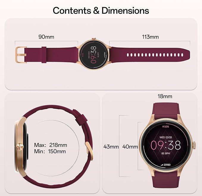 Smart Watches for Women,1.57" HD Touchscreen SmartWatch(2 Bands) with Bluetooth Calls (Make/Answer),Fitness Tracker with Heart Rate/Sp02/Sleep Monitor,110+ Sport Modes (Purple, 1.57)