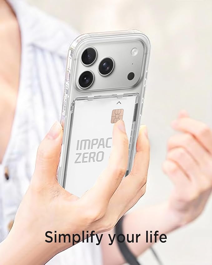 Miimall Magnetic Wallet for iPhone 17/16/15/14 Series, [2-Card] Mag Safe Card Holder Secure Flip Cover, Minimalist Hard PC Durable Pixelsnap Magnet Phone Wallet for Pixel 10 Pro/XL/Fold Crystal Clear