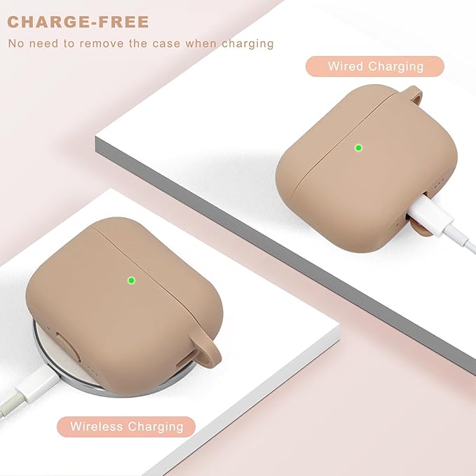 Compatible with AirPods Pro 3 Case Cover 2025, Silicone Protective Cover with Bracelet Keychain for Apple AirPods Pro 3rd Generation Wireless Earbuds (Milk Tea)