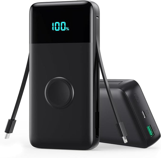 Portable Charger 40800mAh for iPhone with Built-in Cable and iWatch Charger, 25W PD Fast Charging USB C Power Bank,Travel Camping Essentials Battery Pack for iPhone 17/16/15/14/13,Android,Apple Watch