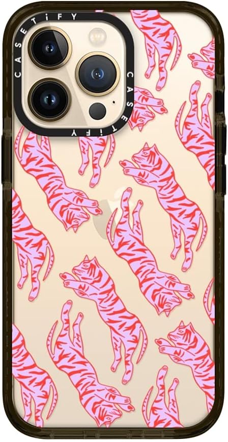CASETiFY Impact iPhone 13 Pro Case [6.6ft Drop Protection] - Tigers by Grace Owen - Clear Black