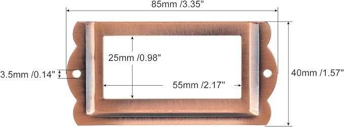 uxcell Metal Label Holders, 85x40mm 5pcs File Name Card Tag Label Holder Frame for Office Library Drawer Cabinet Shelves, Bright Copper