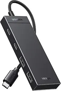 UGREEN USB C Hub, 4-in-1 USB 3.2 Adapter, 2 xUSB-C & 2xUSB-A, Aluminum
