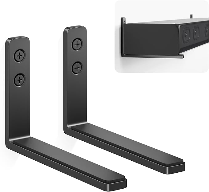 Soundbar Mounts Under TV for Bose, Sony, Saiyin, VIZIO, LG, Samsung, Roku - Dolby Atmos Compatible Soundbar Wall Mount Bracket, Sound Bar Shelf, Soundbar Stand Under TV Up to 20LB