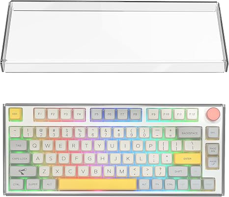 Geekria Clear Acrylic Keypads Cover for 75% Knob Keyboard, Compatible with Keychron Q1 HE/Max/Pro, EPOMAKER TH80, Glorious GMMK Pro