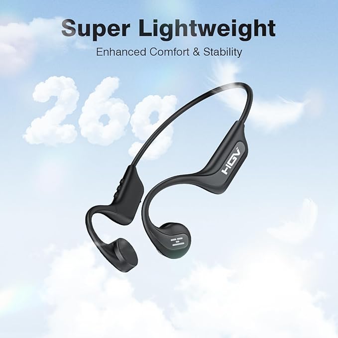 2026 New Bone Conduction Headphones Bluetooth Wireless, Bluetooth 6.0 Open Ear Headset, IP65 Waterproof & 10H Playtime, Lightweight Material, Sports Earbuds for Running, Cycling, Gym Workouts(Black)