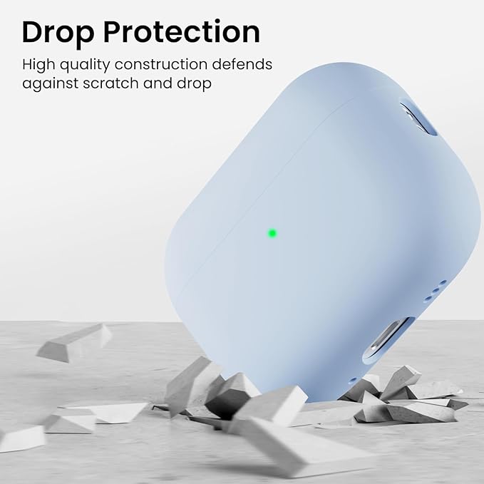 ORNARTO Compatible with AirPods Pro 3 Case 2025, Full Protective Hybrid Silicone for AirPods Pro 3rd Generation Case, Front LED Visible Skin Cover-Baby Blue