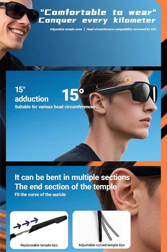QY-Pro5 Smart Bluetooth Cycling Glasses - HIFI Sound, AI Translation, UV400 Lenses, 6H Playtime for Outdoor Sports (Riding/Skiing/Fishing)-Green Lenses