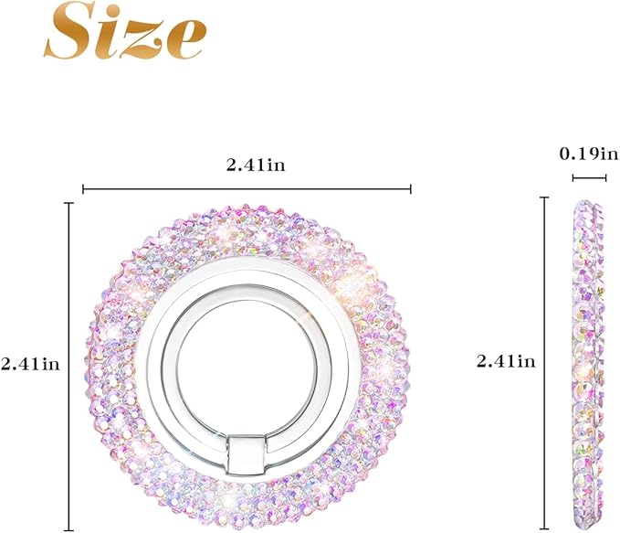 Bling Magnetic Cell Phone Ring Holder Grip ，Glitter Sparkle Magnet Finger Phone Ring Grip Stand Holder Compatible with iPhone 16 15 14 Plus 13 12, Pro, Pro Max