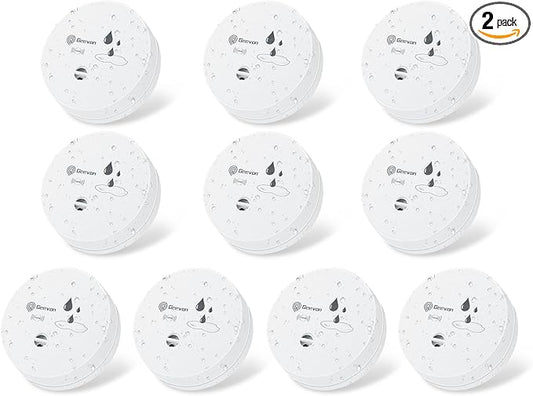 Geevon 2 Pack Water Leak Detectors, 100dB Water Sensor Alarms Flood Detector for Basements, Bathrooms, Laundry Rooms, Kitchens, Garages, and Attics, Water Alarms Battery-Operated (Battery Included)