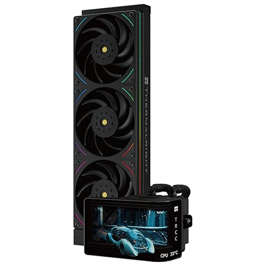 Thermalright Wonder Vision 360 UB ARGB Black CPU AIO Cooler,360mm Radiator, 2K 60HZ Curved Screen with 2400x1080 Resolution,for AM4/AM5,Intel LGA1851/1700,6.67in 3D Screen High Performance Pump