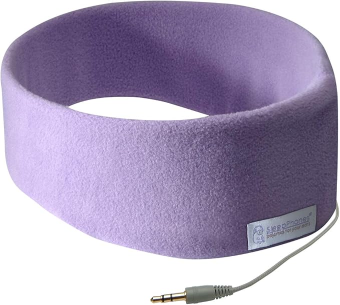 AcousticSheep SleepPhones Classic | Corded Headphones for Sleep, Travel, and More | The Original and Most Comfortable Headphones for Sleeping | Quiet Lavender - Fleece Fabric (Size L)