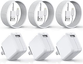[3 Pack] iPad Charger, iPhone Charger 【MFi Certified】 Long Lightning Cable 10 Foot Lightning Charging Cord with 12W Wall Foldable Block Portable Travel Plug Charging for iPad/iPadMini/iPadAir, iPhone