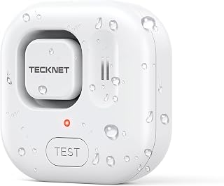 TECKNET Water Leak Detectors for Home, 120dB Water Sensor Alarm Leak Detector, IP66 Waterproof, Water Leak Detectors for Bathroom, Sink, Laundry, Window, Basements, Kitchens(1 Pack, Battery Included)