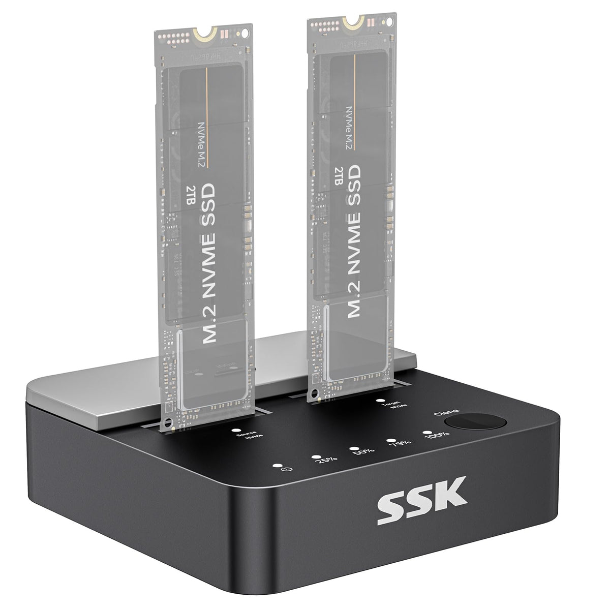 SSK M.2 SSD Cloner NVMe Duplicator Dual Bay Dock NVMe Enclosure Reader