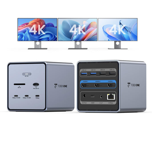 TobenONE 16-in-1 Laptop Docking Station Triple 4K Monitor,150W Power Supply