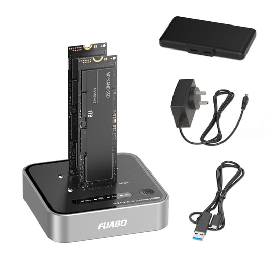 M.2 Duplicator Dual Bay NVMe SSD Cloner with USB-C, 20Gbps USB 3.2 Gen 2X2 Tool-Free M Key PCIE NVMe SSD Reader Docking Station