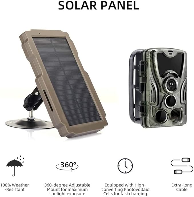 Lixada Trail Camera Solar Panel Kit 3000mAh 6V-12V Rechargeable with 360° Rotable Holder and 9.8ft Cable, Solar Charger for Hunting Camera