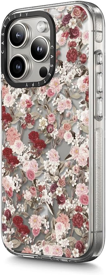 CASETiFY Clear iPhone 15 Pro Case [Not Yellowing / 6.6 ft. 3X Military Grade Drop Protection/Compatible with Magsafe] - Vintage Flower Monday - Clear
