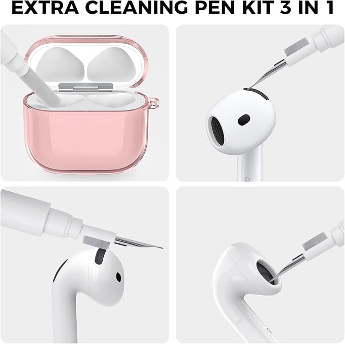 AhaStyle Clear Airpods 4 Case Cover with Cleaning Kit [Anti-Yellowing] Soft TPU Protective Covers Skin Designed for Apple AirPods 4th Generation 2024 Support USB-C Charging Case and Wireless Charging