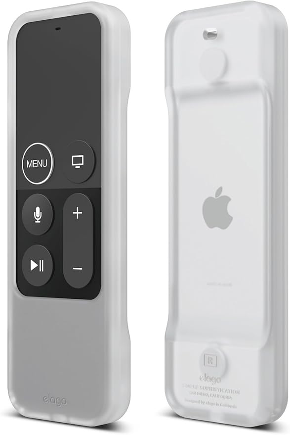 elago R1 Intelli Case [Clear White]-[Magnet Technology][Anti-Slip][Lanyard Included][Heavy Shock Absorption] Compatible with Apple TV Siri Remote 1st Generation