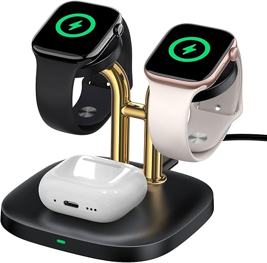 3 in 1 Dual Watch Wireless Charger Stand for Apple Watch Ultra 4/12,AirPods