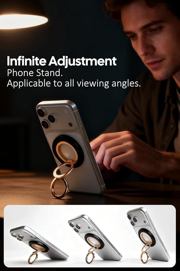 for MagSafe Phone Grip, 360° Rotation Magnetic Cell Phone Grip Magnetic Ring Holder Kickstand Mag Safe Ring Stand Compatible with iPhone 17 16 15 14 13 12 Pro Max MagSafe Accessories Android