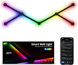 Smart Wall Light Lines, WiFi RGB LED Bars, 16M+ Color Dimmable Music Sync DIY Home Decor for Gaming Party Streaming Lovers, Compatible with Alexa & Google Assistant (6 Lines, Black) - Image 1