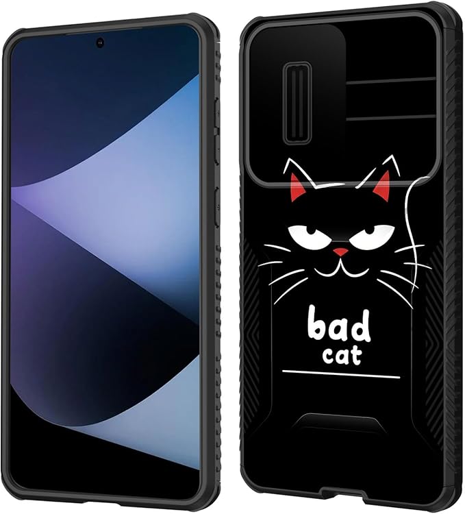 for Galaxy S25 Edge Case Built in Slide Camera Lens Cover,Heavy Duty Shockproof Protection Dual Layer Case for Samsung Galaxy S25 Edge 2025,Funny Cat