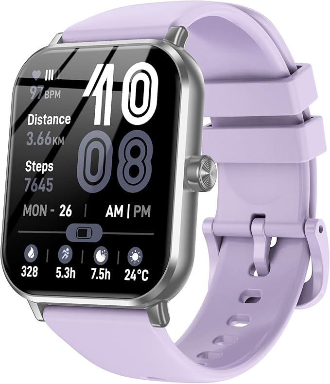 Smart Watches for Men Women, 1.83" HD Touchsreen, Bluetooth Calling, 5 ATM Water-Resistance, 130+ Sports Modes, Health, Fitness & Sleep Tracker, Timer, Pedometer, Fitness Watch for Android/iOS, Purple