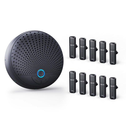 CM300 Conference Speaker with 10 Wireless AI Mics, 360° Pickup, 65FT Range, Noise Reduction, Echo Cancellation, Full Duplex USB Speakerphone for 10-Person Meetings, Zoom and Microsoft Teams