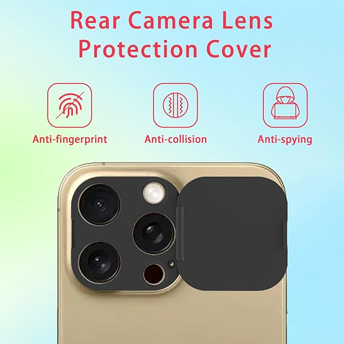 Phone Camera Lens Cover Compatible for Phone 16 Pro/ 16 Pro Max,Camera Lens Protector to Protect Privacy and Security,Strong Adhesive Black-2 Pack