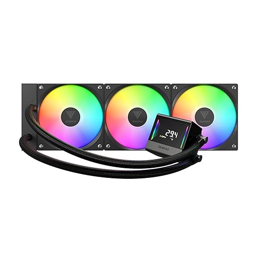 GAMDIAS 360mm AIO CPU Cooler & ARGB Liquid Cooler with Digital Display, Patented 4600RPM Pump, Clean Cable Design, 3X 120mm PWM Fan with MoBo Sync, Intel LGA 1700/1200, AMD AM5/AM4, CHIONE E4-360