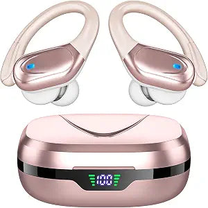 HAOYUYAN Sports Bluetooth Headphones, 80Hrs Playtime Wireless Earbuds with LED Power Display, IPX7 Waterproof Earphones for Workout/Running, Noise Canceling Headset Ear Buds