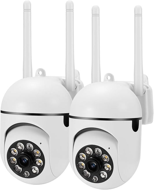 Security Camera Wired,Indoor Outdoor Wireless Cameras for Home Security with Motion Sensor & Alarm,2-Way Audio, Colored Night Vision (2pack with 32GB Card)