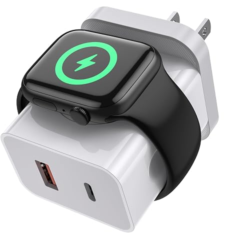 3-in-1 Apple Watch Charger,20W Fast Charging Block Dual Ports