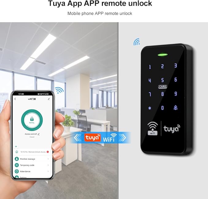 WiFi Access Control Keyboard, Tuya App, Dual Frequency 125 kHz/13.56 MHz, Backlit, WG26/34