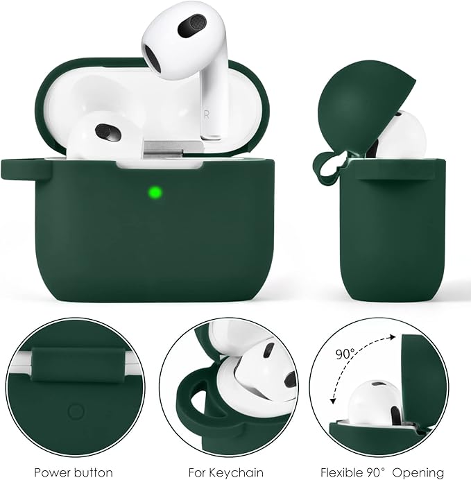 VISOOM Case for Airpods 3 Pink Airpods 3rd Cases 2021 Silicone for iPod 3 Earbuds Case Cover Women Wireless Charging Case with Accessories Girl Bling Keychain for Apple Ear Buds 3rd Generation