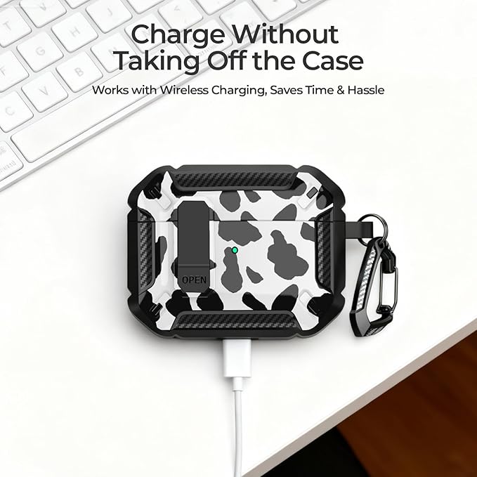 for AirPods Pro 2 Case for AirPods Pro2rd Gen | Full Drop Protection with Carabiner Keychain | Cute AirPods Pro 2st/1nd Generation Case for Men Women