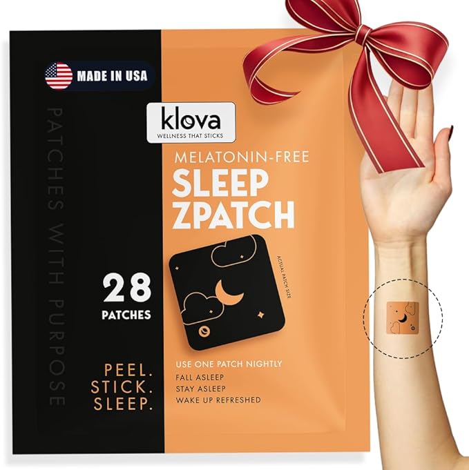 Klova Melatonin-Free Sleep Patches for Adults | Natural Sleep Aid with Ashwagandha, Valerian, GABA & L-Theanine | Fall Asleep Faster, Stay Asleep Longer & Wake Refreshed | 28 Patches