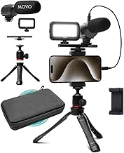 Movo USB-C Vlogging Kit for iPhone 15/16 - Phone Video Kit Accessories: Phone Tripod, Phone Mount, LED Light and Shotgun Microphone - Youtube Starter Kit for Content Creation, TikTok, Podcasts - Image 1