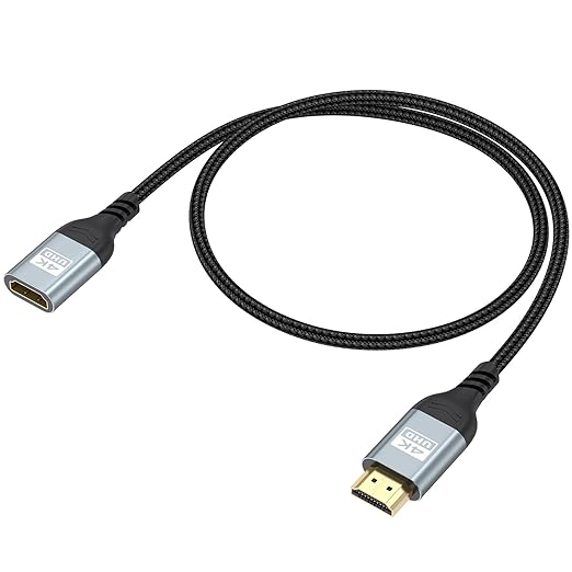 4K HDMI Extension Cable 2FT HDMI Extender, HDMI Male to Female Adapter Cord 4K@60Hz, 2K, 1080P, ARC, HDR, 3D Compatible with Laptop, HDTV, Monitor, Roku, Fire TV Stick, Xbox, PS5/PS4